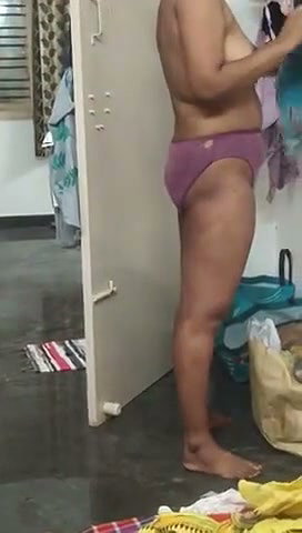 Aunty wearing cloth after bath