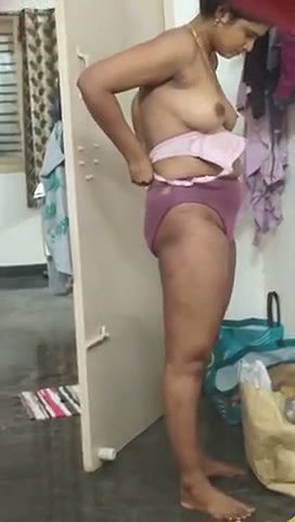 Aunty wearing cloth after bath