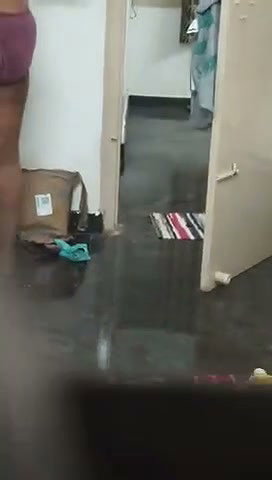 Aunty wearing cloth after bath