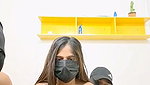 Sexy bhabhi enjoying Two dick and Blowjob on live