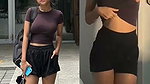 Sexy  slim girl showing her sweet boobs