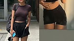 Sexy  slim girl showing her sweet boobs