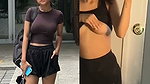 Sexy  slim girl showing her sweet boobs
