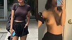 Sexy  slim girl showing her sweet boobs