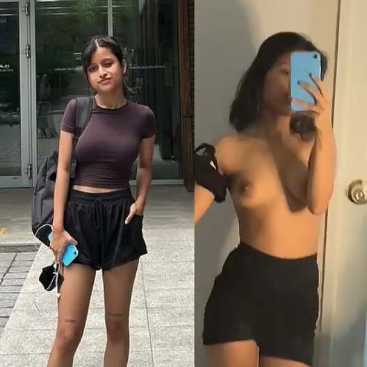Sexy  slim girl showing her sweet boobs
