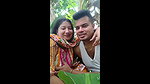 Sexy couple enjoying outdoor and show boobs