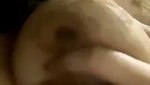 Thick babe sucking her big boobs