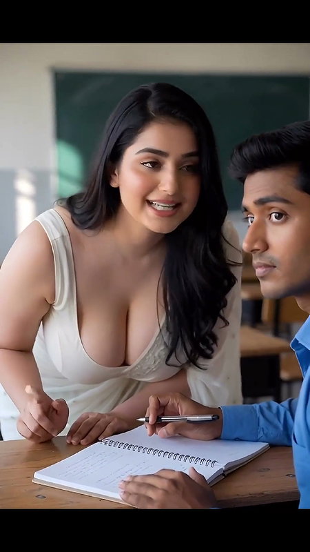 Ai College sex with a big boob tutor motivates a student