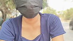 Sexy sweet girl show her sweet boobs beside the road