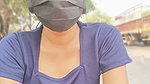 Sexy sweet girl show her sweet boobs beside the road
