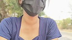 Sexy sweet girl show her sweet boobs beside the road