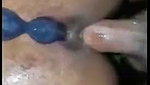 Brown slut wife DP with anal beads