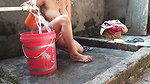 Wife bathing and her wet big boobs