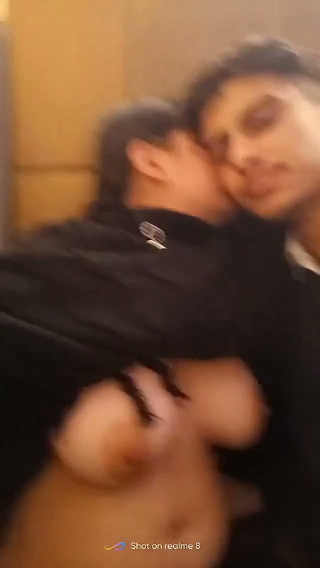 College Couple Smooch Squeezing Boobs and Finger
