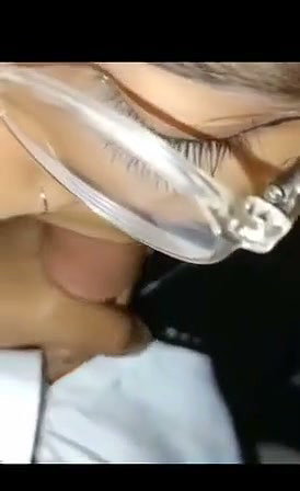 Glasses Horny Girl Sucking brother Dick