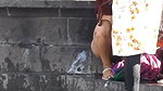 Desi Mom  Daughter After Bath Outdoor Changing Dress