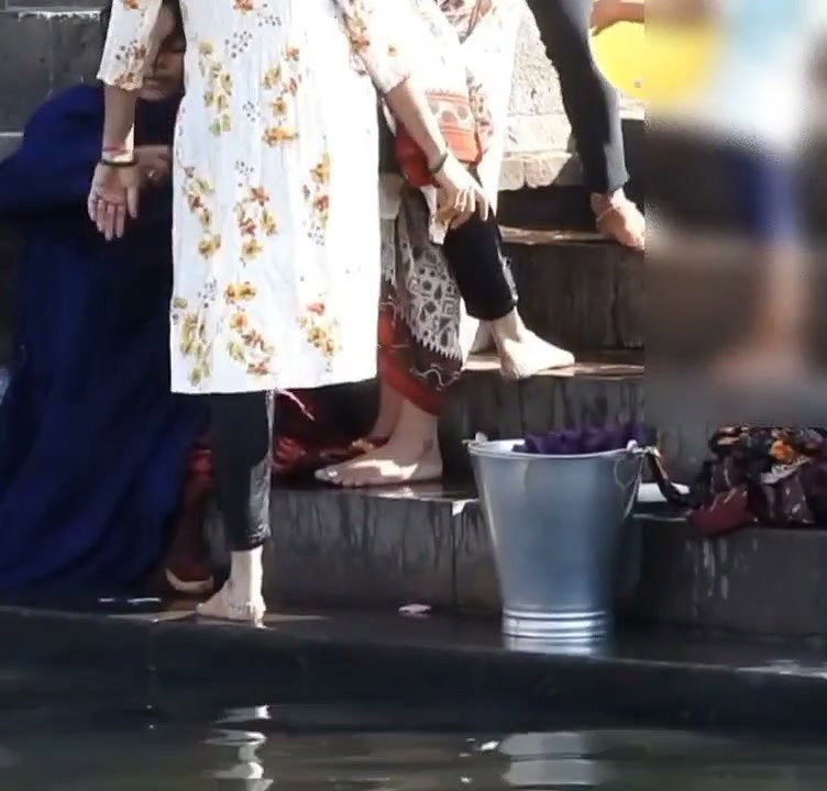 Desi Mom  Daughter After Bath Outdoor Changing Dress