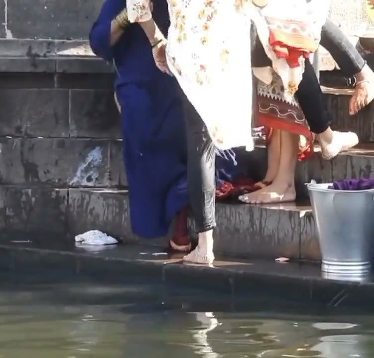 Desi Mom  Daughter After Bath Outdoor Changing Dress