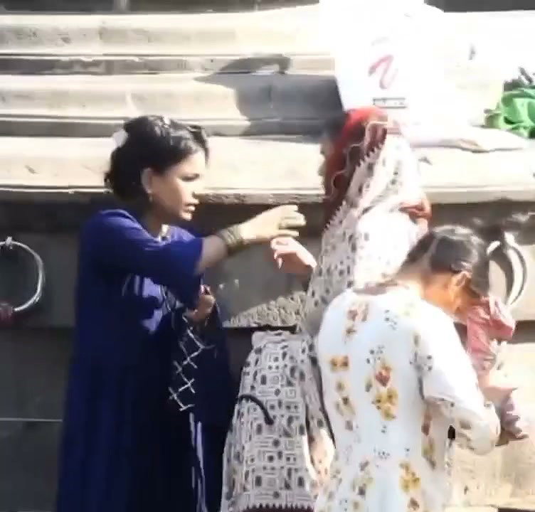Desi Mom  Daughter After Bath Outdoor Changing Dress