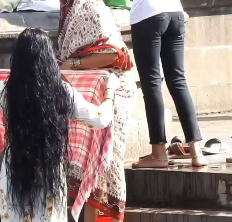 Desi Mom  Daughter After Bath Outdoor Changing Dress