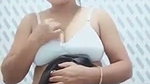 Aunty show her boob  wear cloth