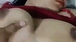 Boyfriend pressing his gf huge Boob