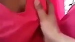 Boyfriend pressing girlfriend boob outdoor