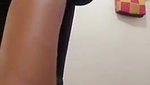 Slim sexy girl putting plastic tube in her pussy