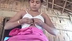 Village girl sitting on chair Fingering