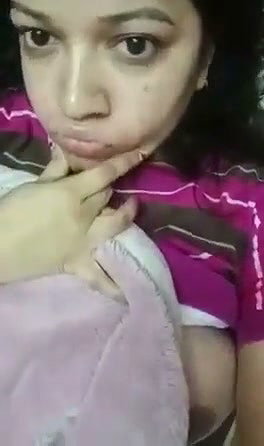 Beautiful hot girl show her boob