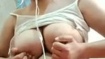 Sexy girl pressing her boob on vc