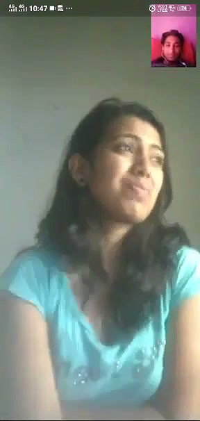 Sweet cute girl show her boob on video call