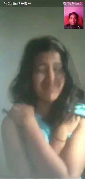 Sweet cute girl show her boob on video call