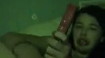 college girl destroying pussy with dildo and stick