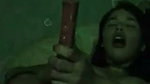 college girl destroying pussy with dildo and stick