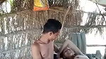 Village couple having fun outdoor