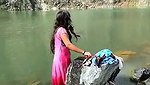 Naughty girl bathing outdoor  fuck hard
