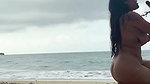 Beautiful sexy Mumbai girl riding beside the ocean Blowjob