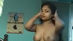 Beautiful girlfriend undress  show her sexy figure  try to dance