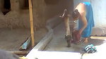 Village lady washing clothes  show her huge boobs