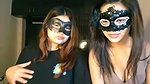 Two beautiful girl enjoying them on live