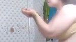 Beautiful aunty taking shower