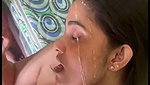 Husband share his wife with friend  cum on her face