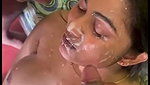 Husband share his wife with friend  cum on her face
