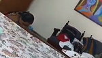 House owner jerking her cock infront of house maid