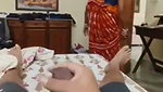 House owner jerking her cock infront of house maid
