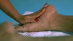 Sexy model giving massage to customer
