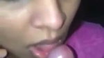 Wife talking on mobile with husband  giving Blowjob to lover