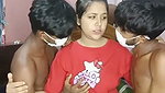 Neighbour sister handing three boys