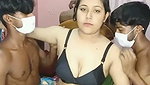 Neighbour sister handing three boys